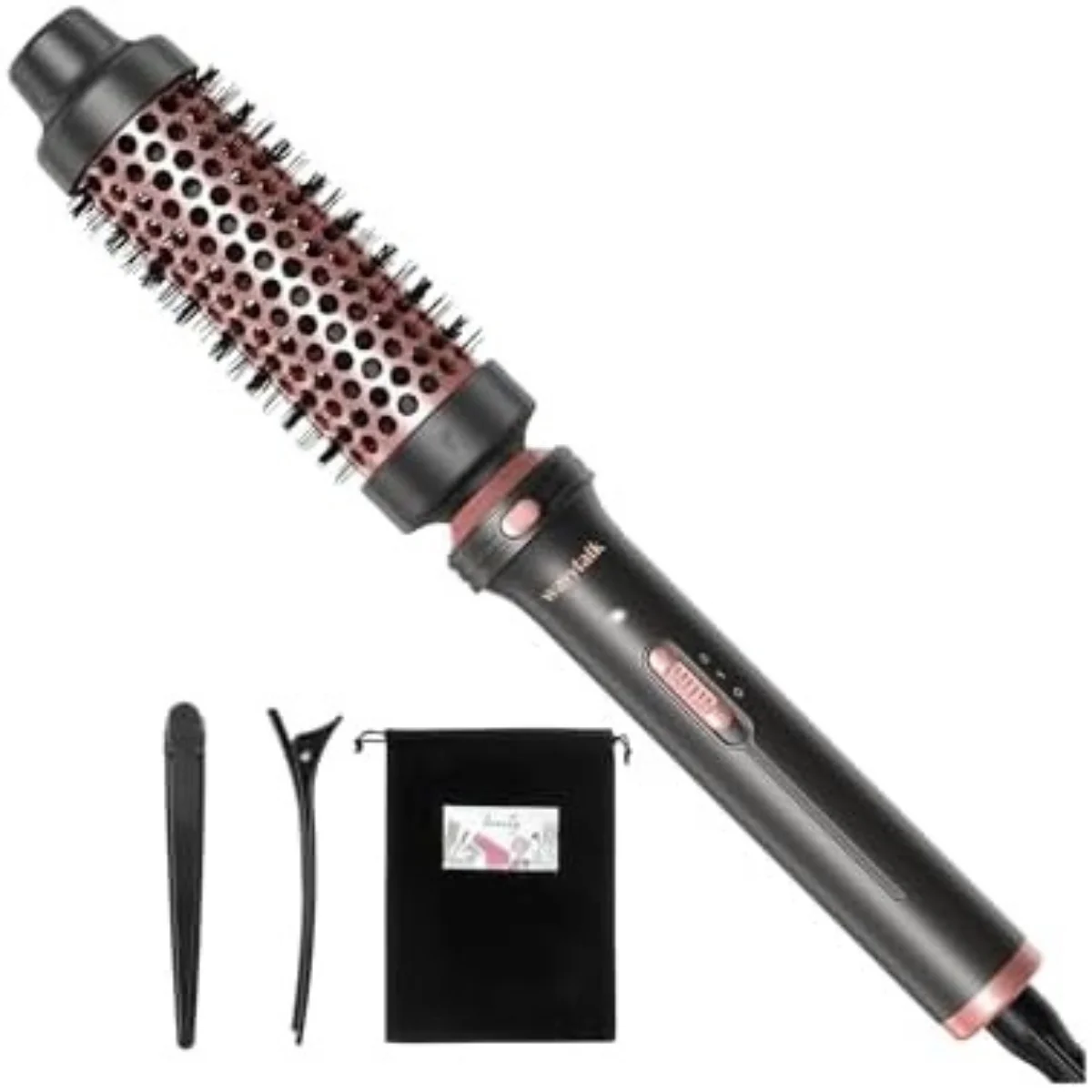 Wavytalk Thermal PTC and 1/2 Travel Heater, Heated Tourmaline Round Detachable Iron Brush, – Brush, with Head for Retail 1 Dual Ceramic with Brush Brush Round Crest Voltage Hot inch Curling